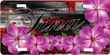 Pink Flowers License Plate