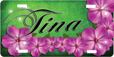 Pink Flowers License Plate