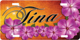 Pink Flowers License Plate