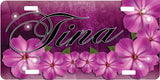 Pink Flowers License Plate