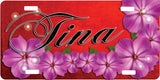 Pink Flowers License Plate