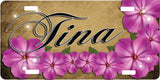 Pink Flowers License Plate