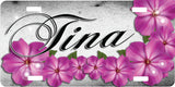 Pink Flowers License Plate